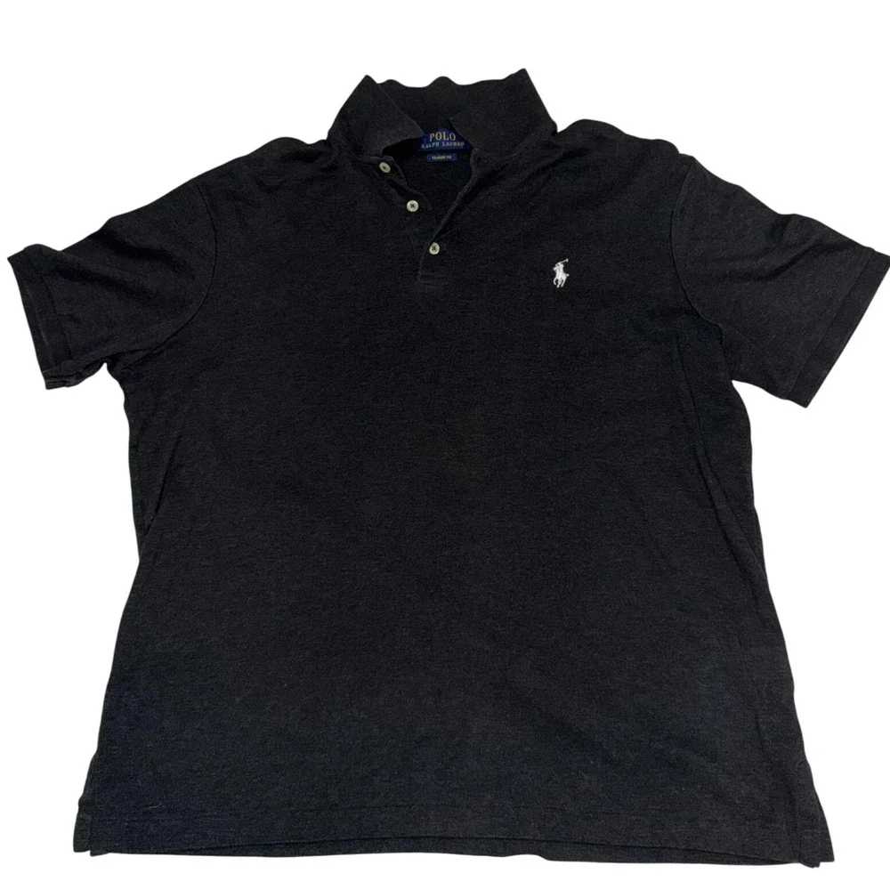 Polo Ralph Lauren Mens Classic Fit Gray‎ Polo Shirt Short Sleeve
